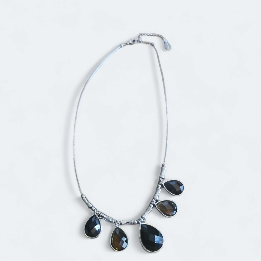Vintage Touchstone Smoky Quartz Necklace By Guess. - Picture 3 of 7